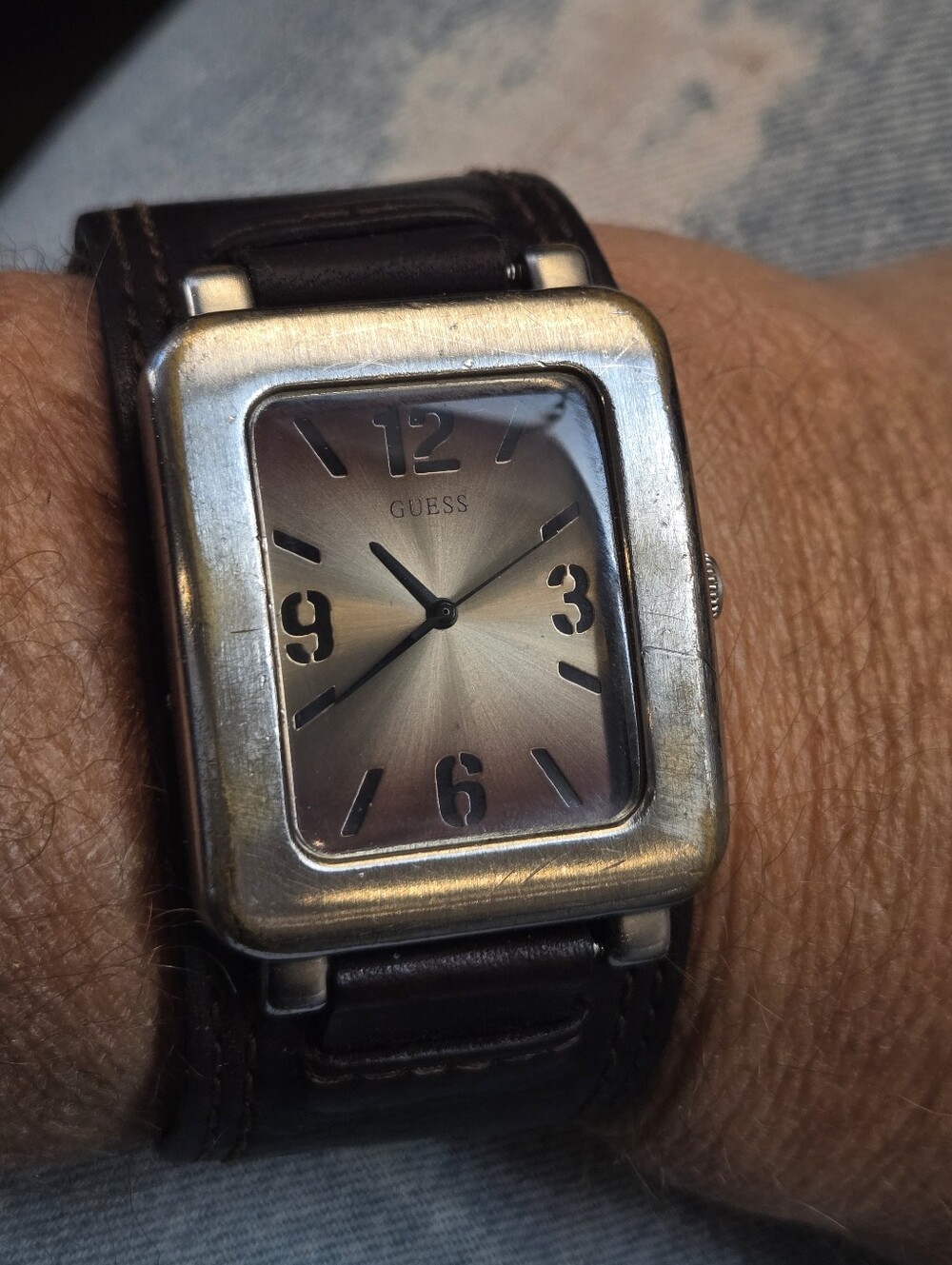 Guess Men's Leather Cuff Watch